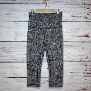 Lululemon Wunder Under Crop High Rise Size 8 Miss Mosaic Black White Print